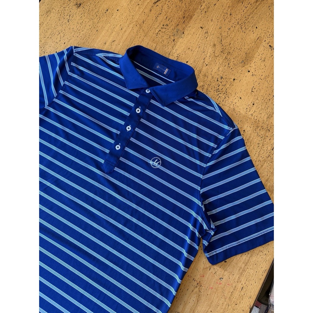 Stitch Golf‎ Performance Polo Shirt Mens LG Striped Short Sleeve Blue/light Blue